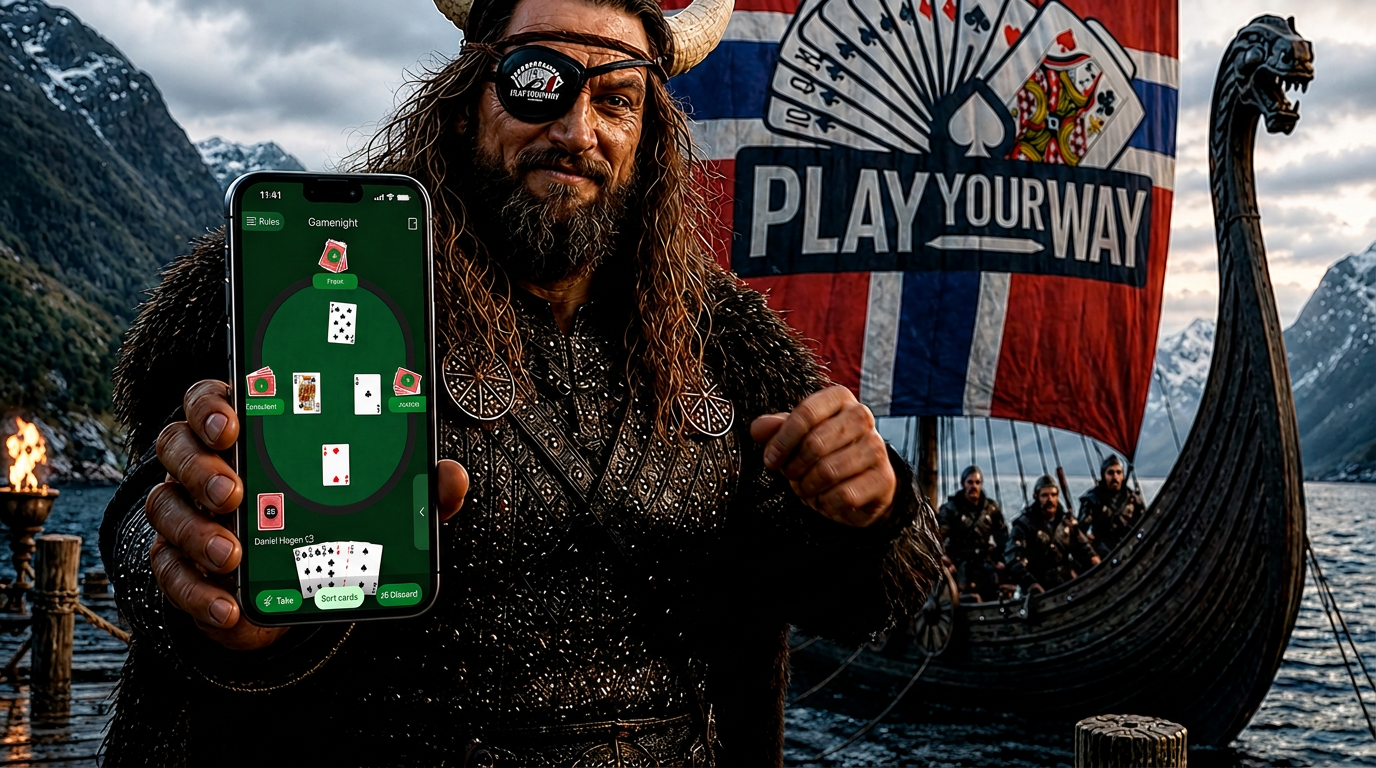PlayYourWay card game app on a phone